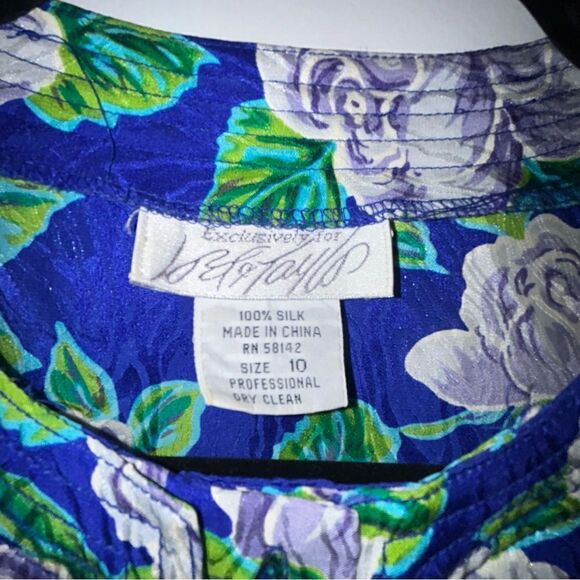 Lord & Taylor Floral Print Silk Long Sleeve Button Front Suit Style Jacket - Picture 3 of 6